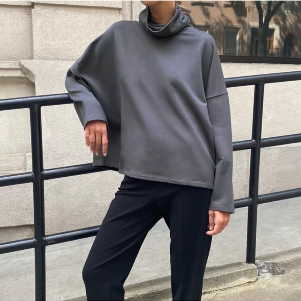 ARITZIA Babaton Group Tan Funnel Neck Turtleneck Sweatshirt Sweater Top